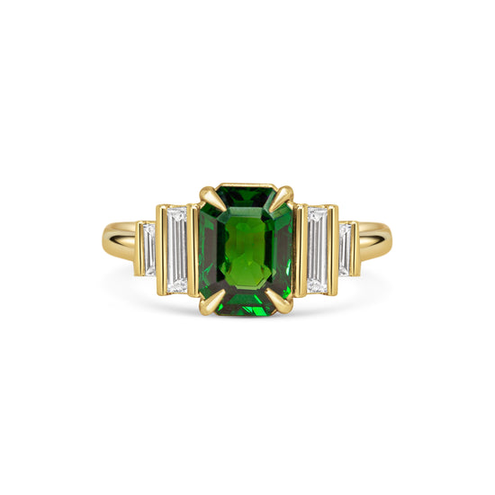 Michelle Oh Green Tsavourite Art Deco Five Stone Ring | The Cut London