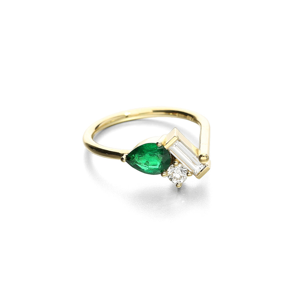  Modern Emerald and Diamond Ada Cluster Ring by Ruberg | The Cut London