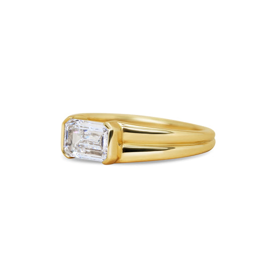 Michelle Oh Emerald Cut Diamond Geometric Solitaire | The Cut London