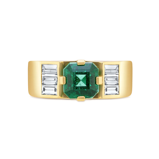 V by Laura Vann Emerald & Diamond Art Deco Ring | The Cut London