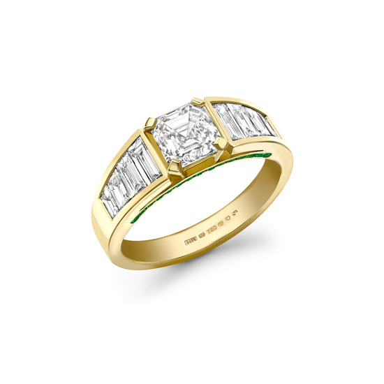Hattie Rickards Assher Cut Diamond & Emerald Ring | The Cut London