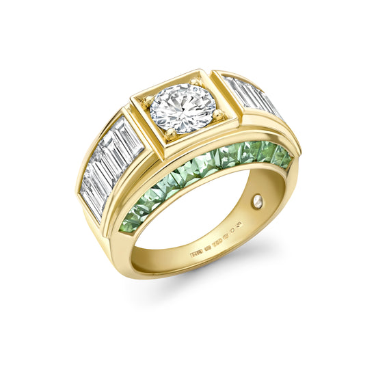 Hattie Rickards Brilliant Cut Diamond & Green Sapphire Ring | The Cut London