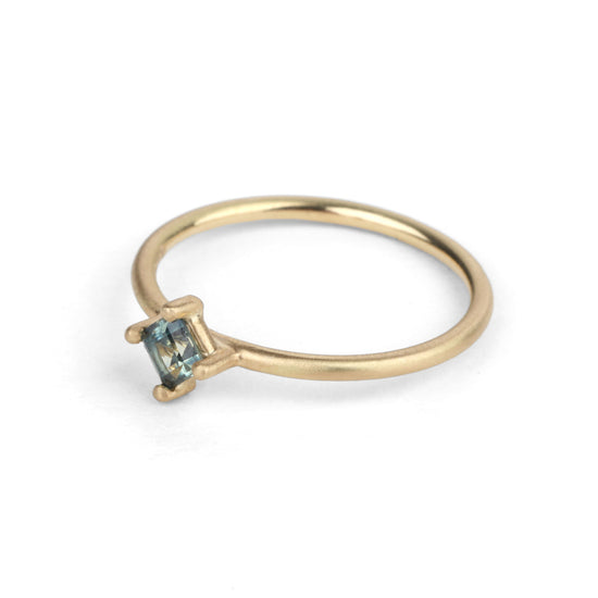 Shimell & Madden Teal Sapphire Square Solo Ring | The Cut London
