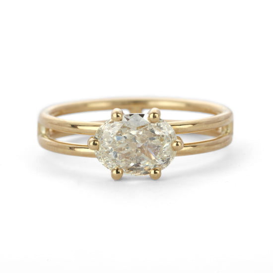 Shimell & Madden Oval Diamond Six Claw Split Ring | The Cut London