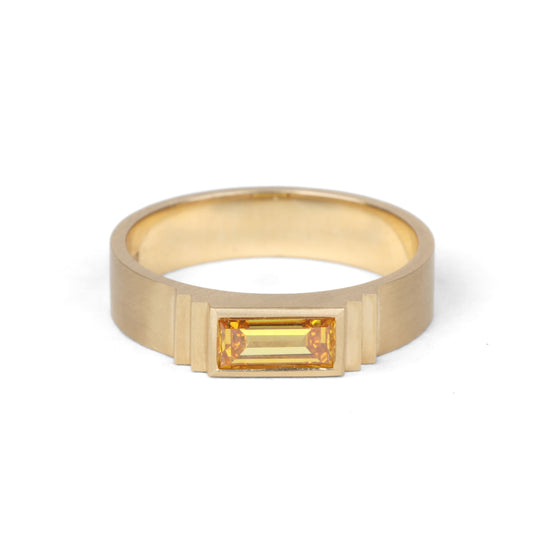Shimell & Madden Yellow Diamond Rectangle Step Ring | The Cut London