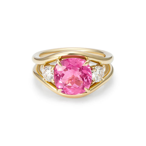 Pink tourmaline and white diamond ring