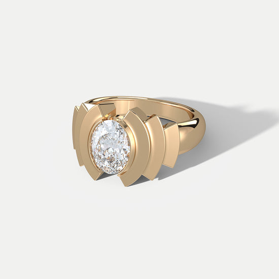 Hannah Martin Oval Diamond Beat Gold Ring | The Cut London