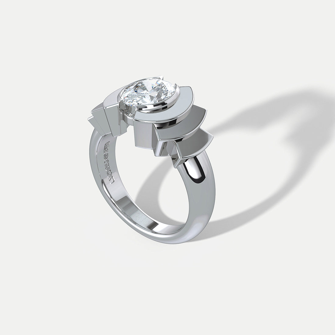  Oval Diamond Beat Platinum Ring by Hannah Martin | The Cut London