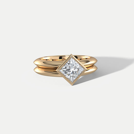 Hannah Martin Square Diamond Bond Gold Ring | The Cut London