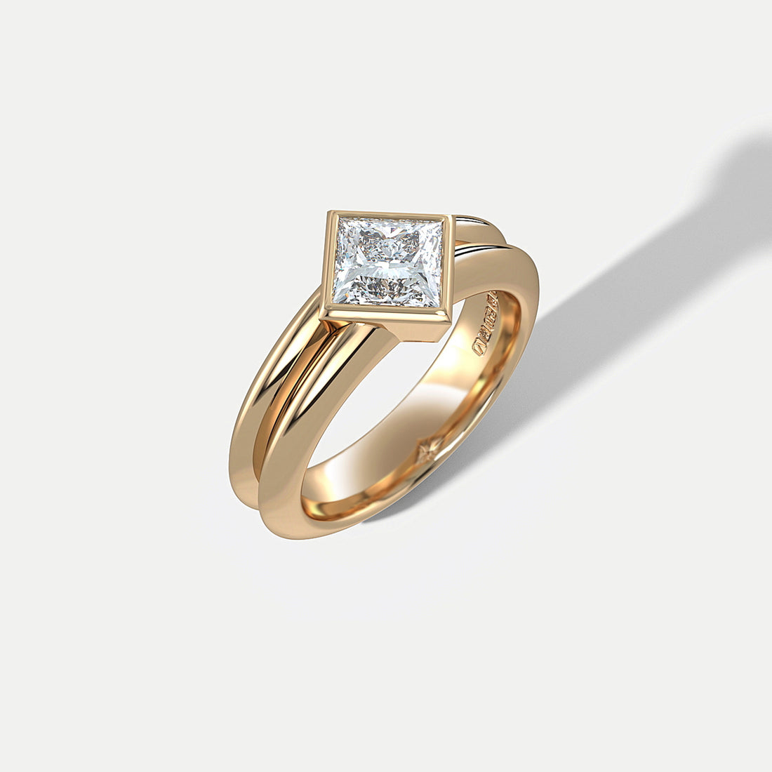  Square Diamond Bond Gold Ring by Hannah Martin | The Cut London