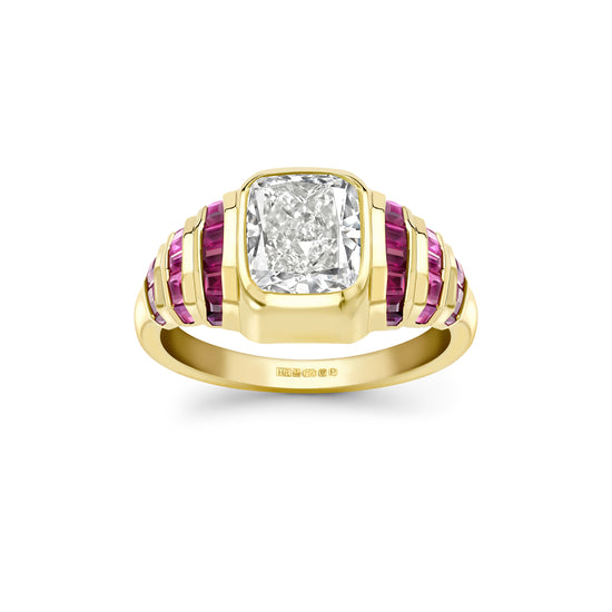 Hattie Rickards Cushion Cut Diamond & Pink Sapphire Ring | The Cut London