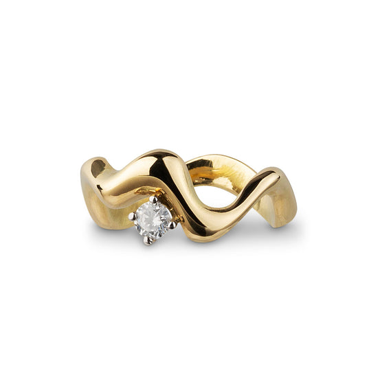 Jessie Thomas Sculptural Gold Ring with Floating Diamond | The Cut London