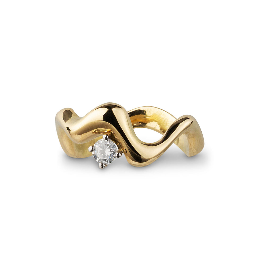  Sculptural Gold Ring with Floating Diamond by Jessie Thomas | The Cut London