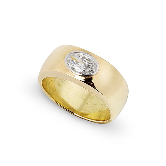 Jessie Thomas Wide Ring with Oval Diamond | The Cut London