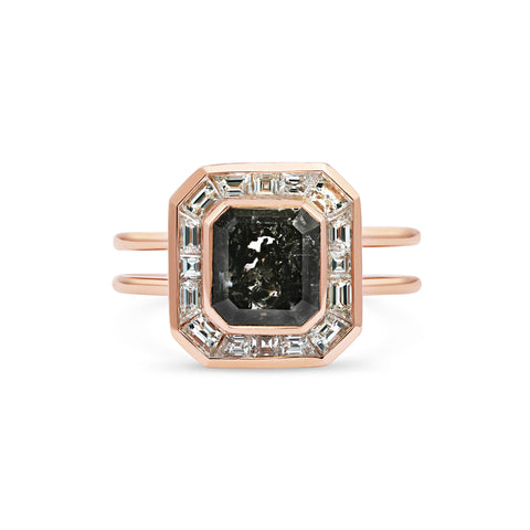 Rachel Boston Dark Grey Diamond & Rose Gold Ring