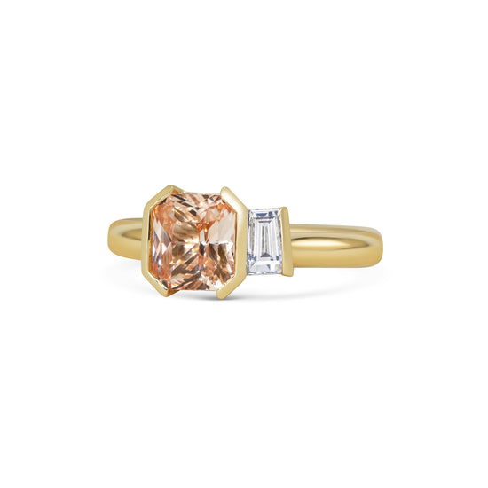 Michelle Oh Peach Sapphire and Diamond Toi et Moi Ring | The Cut London