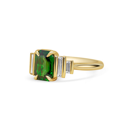 Michelle Oh Green Tsavourite Art Deco Five Stone Ring | The Cut London