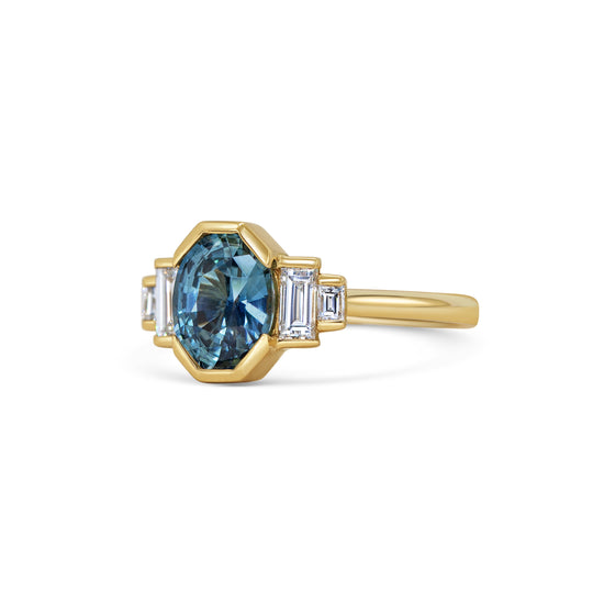 Michelle Oh Oval Blue Sapphire and Diamond Ring | The Cut London