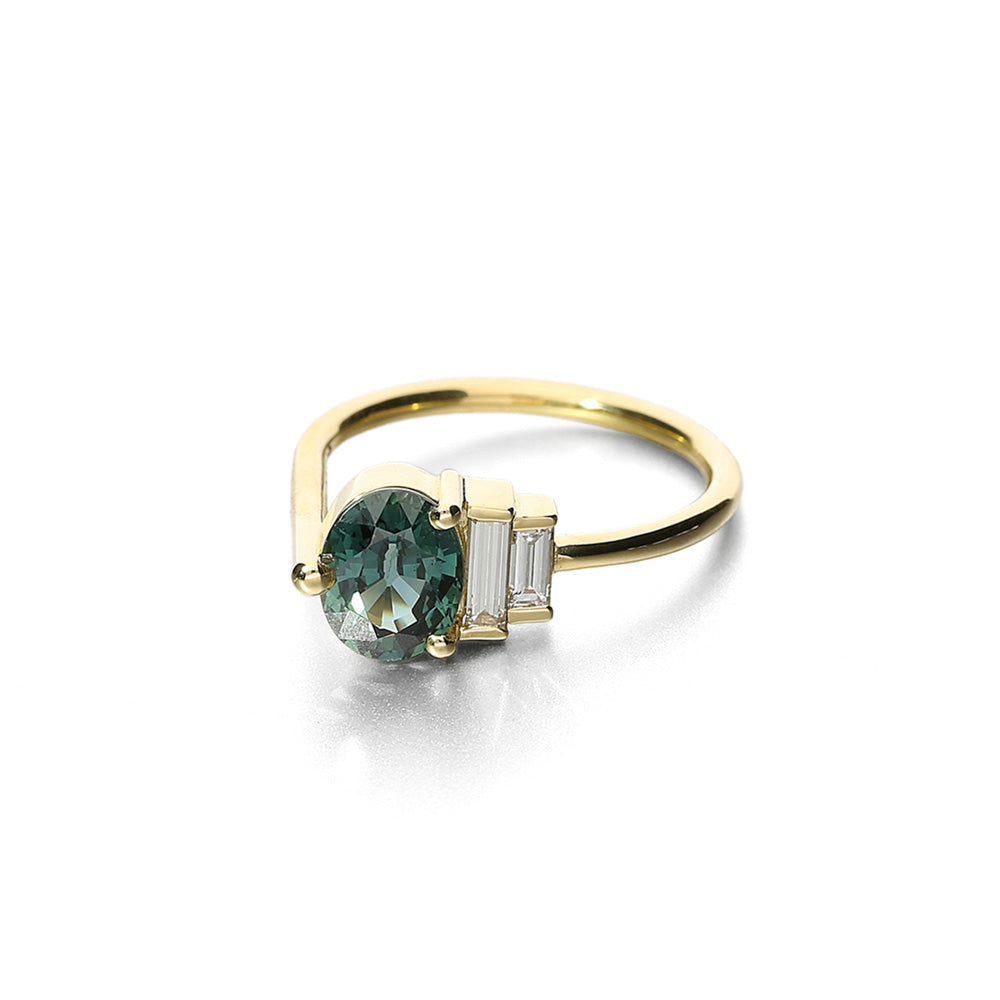  Teal Sapphire & Diamond Ava XV Ring by Ruberg | The Cut London