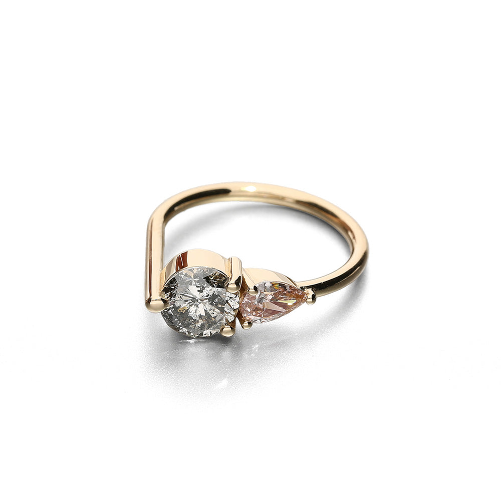  Dusty Pink and Grey Diamond Ada Ring by Ruberg | The Cut London