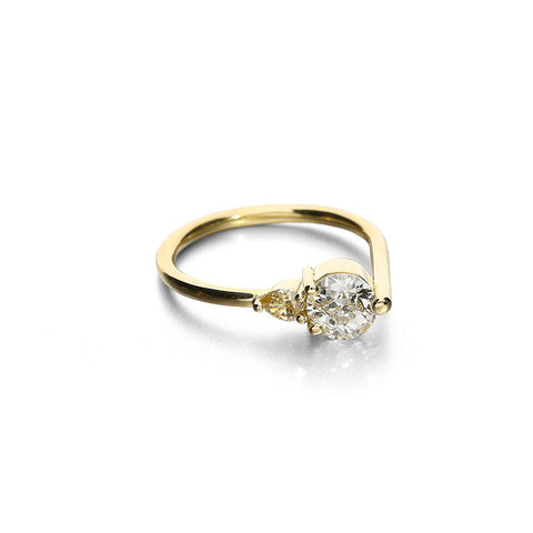 Ruberg Asymmetric Old Cut Diamond Ada Ring