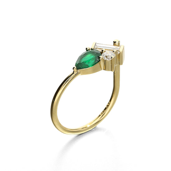 Ruberg Modern Emerald and Diamond Ada Cluster Ring | The Cut London