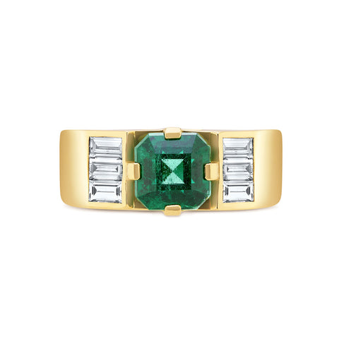 V by Laura Vann Emerald & Diamond Art Deco Ring