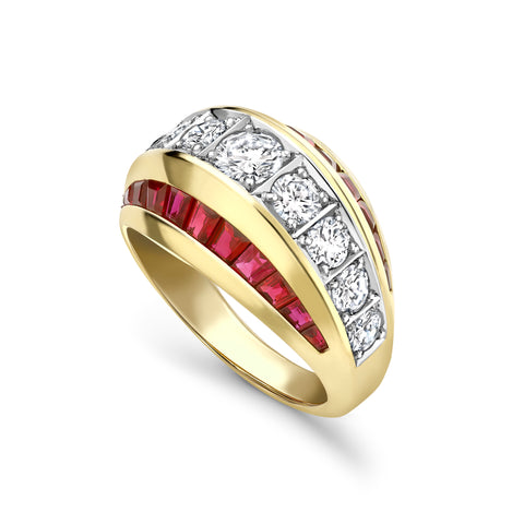 Hattie Rickards Chunky Diamond and Ruby Ring