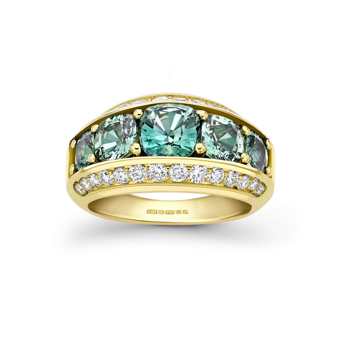  Green Sapphire & Channel Set Diamond Ring by Hattie Rickards | The Cut London