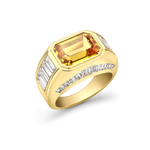 Hattie Rickards Yellow Sapphire & Baguette Diamond Ring