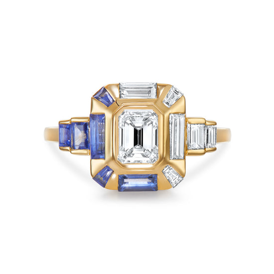V by Laura Vann Emerald Cut Diamond & Sapphire Ring | The Cut London