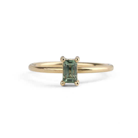 Shimell & Madden Green Sapphire Rectangle Solo Ring | The Cut London