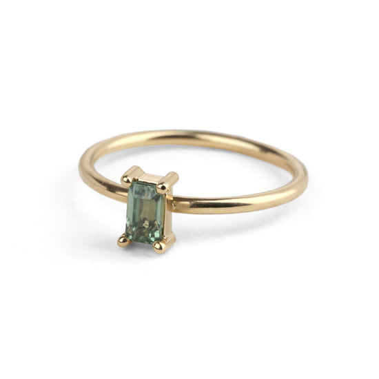 Shimell & Madden Green Sapphire Rectangle Solo Ring | The Cut London