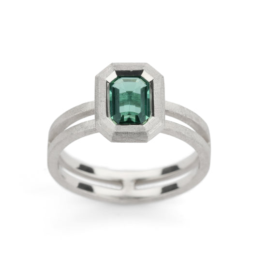Shimell & Madden Teal Octogon Bezel Ring | The Cut London