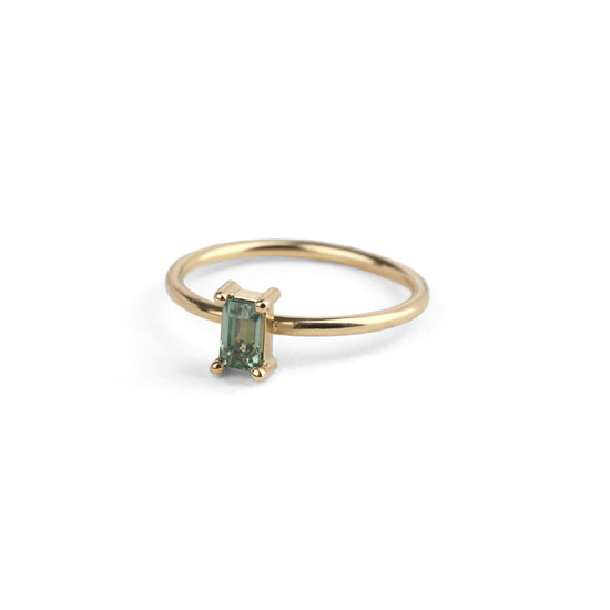 Shimell & Madden Green Sapphire Rectangle Solo Ring | The Cut London