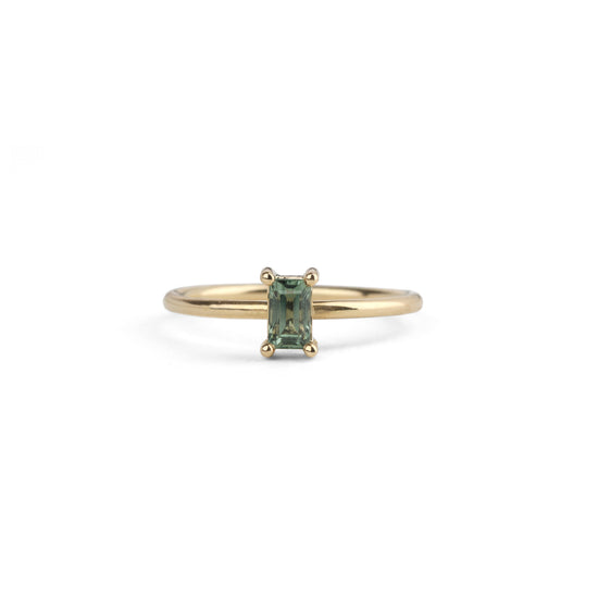 Shimell & Madden Green Sapphire Rectangle Solo Ring | The Cut London