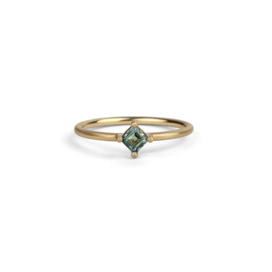 Shimell & Madden Teal Sapphire Square Solo Ring | The Cut London