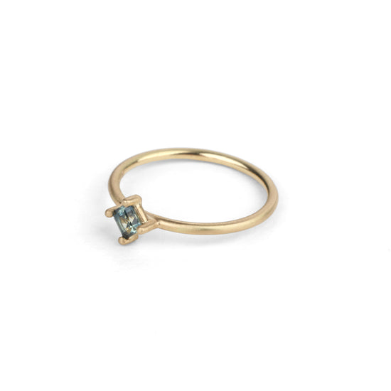 Shimell & Madden Teal Sapphire Square Solo Ring | The Cut London