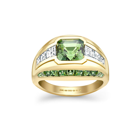 Hattie Rickards Green Sapphire & Diamond Ring