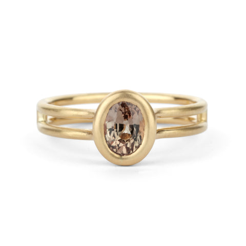 Shimell & Madden Cognac Sapphire Oval Bezel Ring