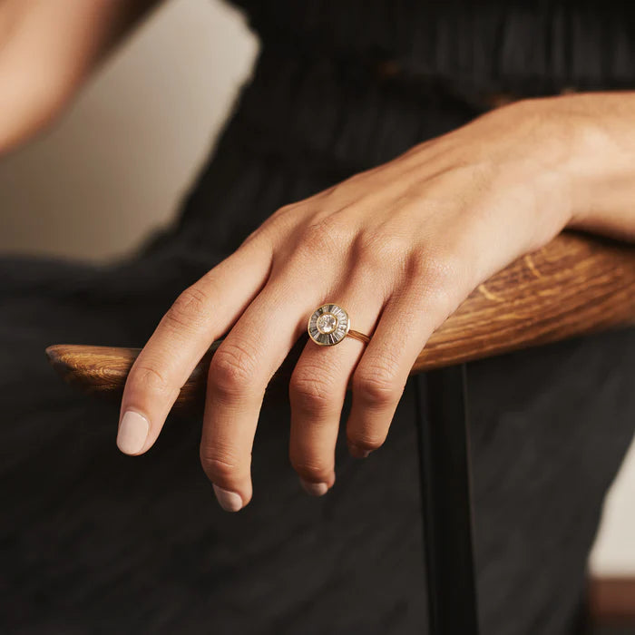 Rachel Boston Grey Halo Diamond Ring
