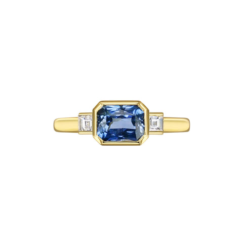 Gee Woods East-to-West set Blue Sapphire Ring