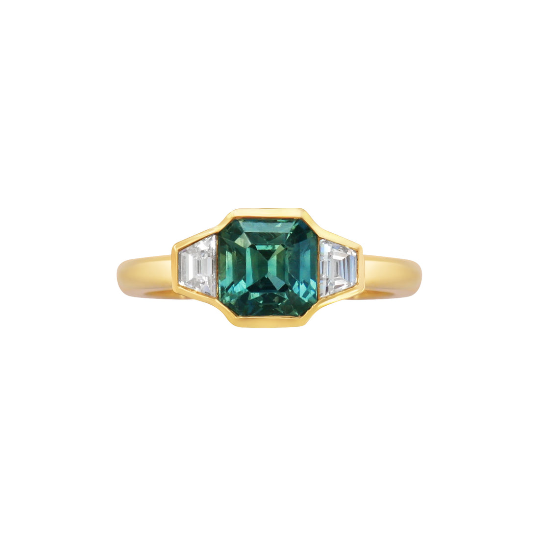  Natural Teal Sapphire and Diamond Ring by Gee Woods | The Cut London