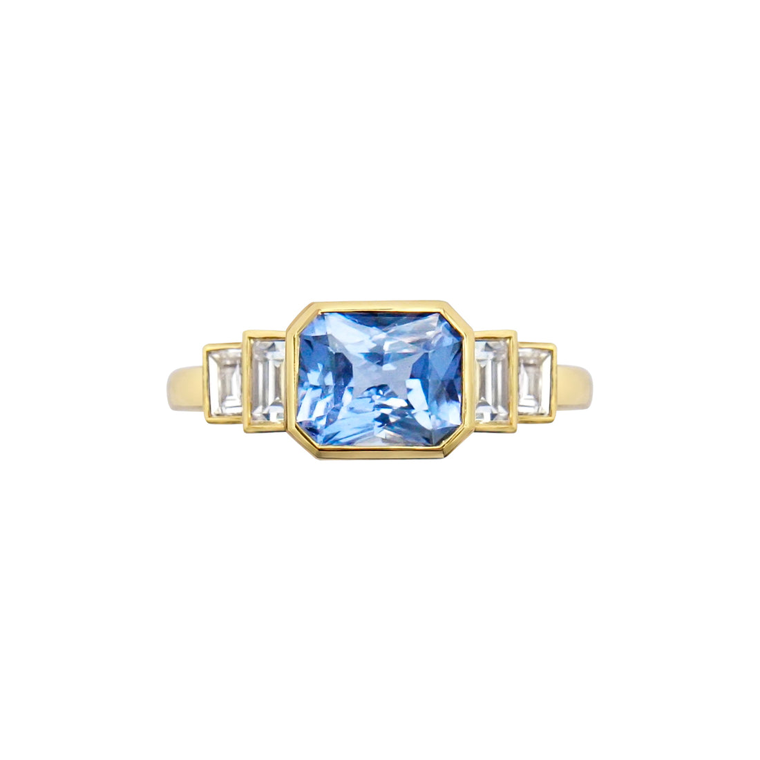  Pale Blue Sapphire and Baguette Diamond Ring by Gee Woods | The Cut London