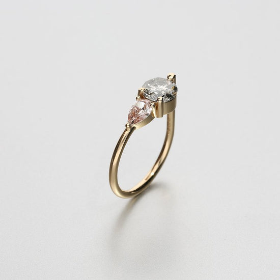 Ruberg Dusty Pink and Grey Diamond Ada Ring | The Cut London