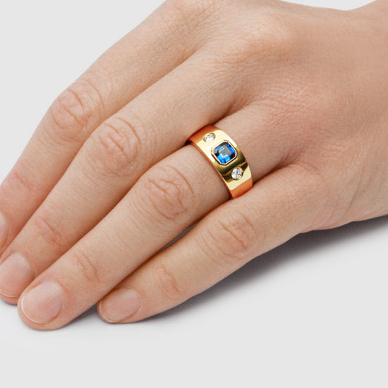 Gee Woods Wide band sapphire and diamond ring | The Cut London