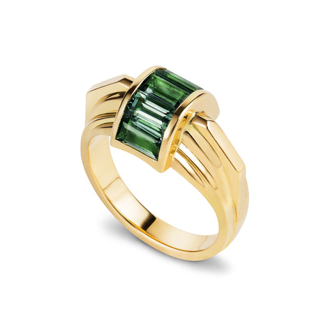 Emma Franklin Olive Green Sapphire Bridge Ring
