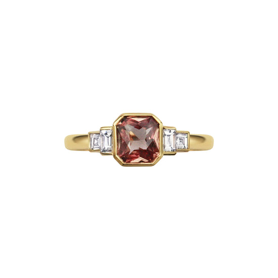 Gee Woods Padparadscha Sapphire with Diamond Baguettes | The Cut London