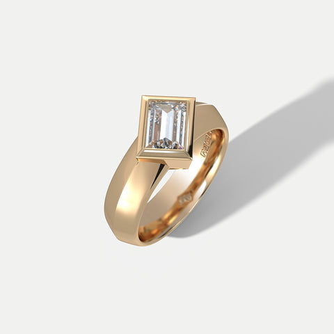 Hannah Martin Baguette Diamond Pulse Gold Ring