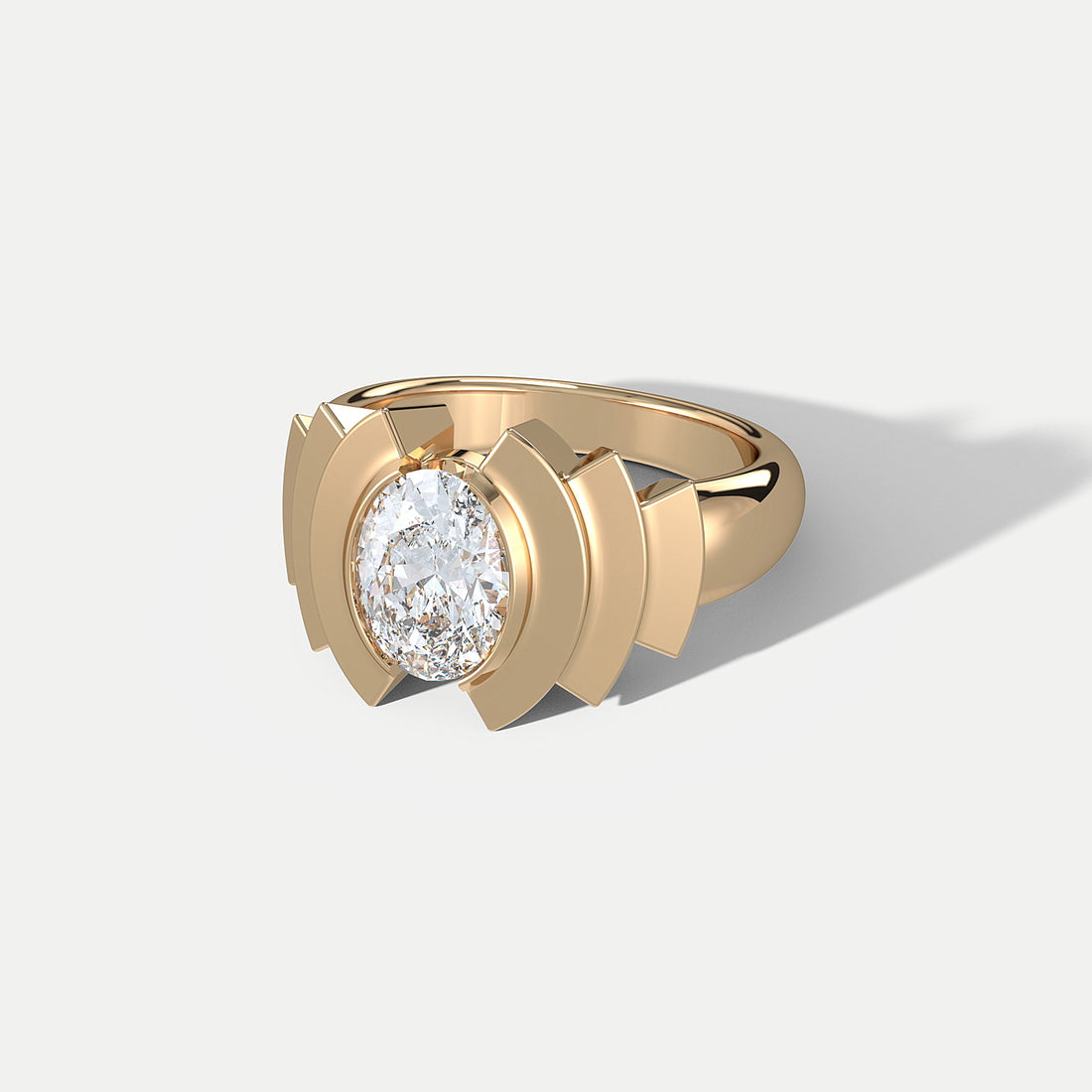  Oval Diamond Beat Gold Ring by Hannah Martin | The Cut London